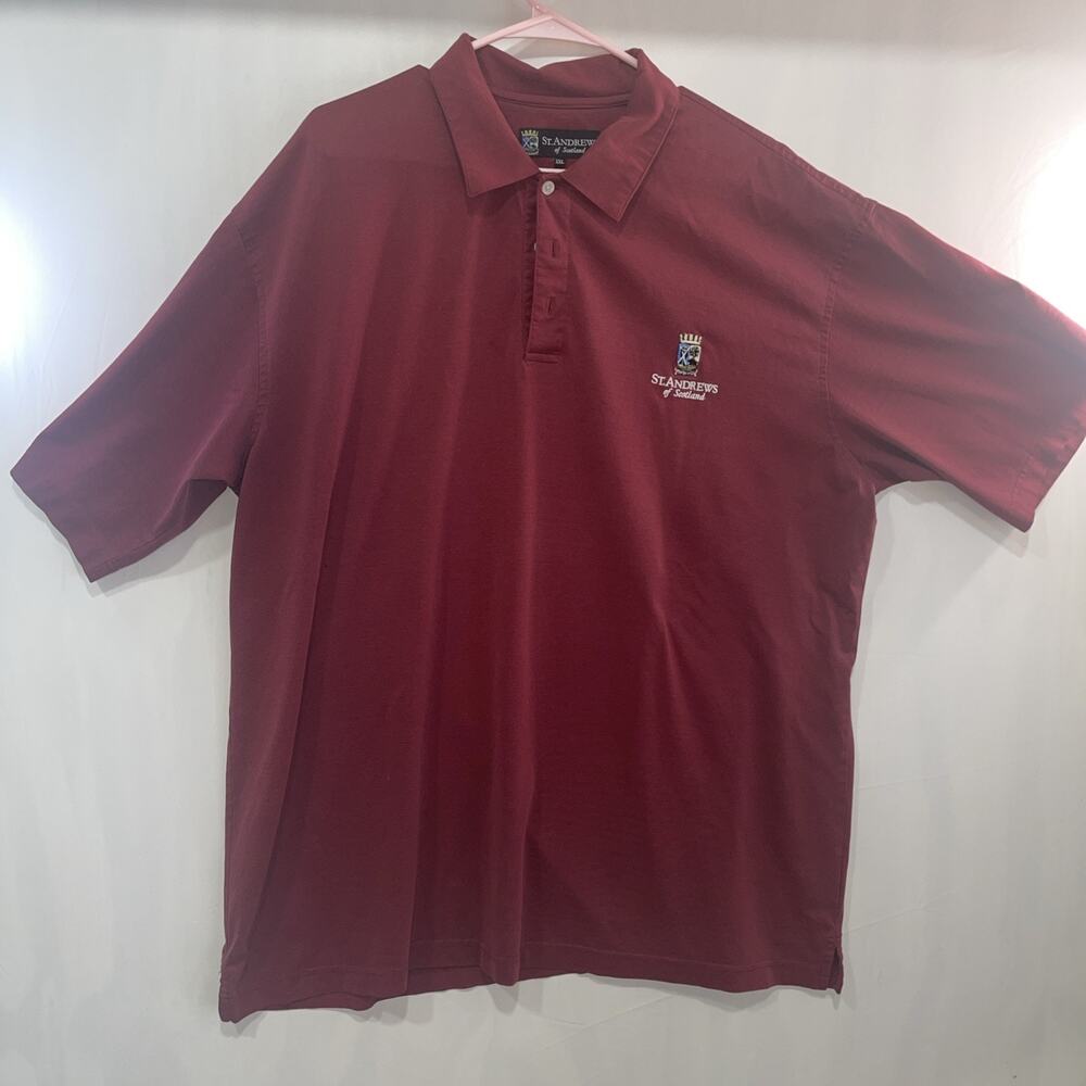 St Andrews Links Mens Polo Shirt Short Sleeve Sz 2XL Maroon